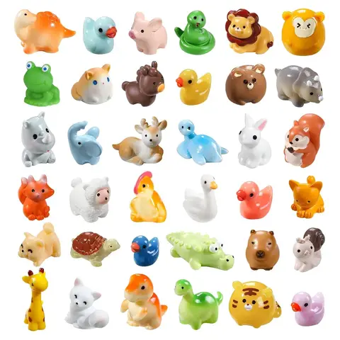 36ชิ้นเรซิ่นสัตว์ขนาดเล็ก36รูปแบบสัตว์เรซิ่นขนาดเล็กขนาดเล็กขนาดเล็กขนาดเล็กรูปปั้นสัตว์ขนาดเล็กสำหรับอุปกรณ์ตกแต่งภูมิทัศน์สวนนางฟ้าขนาดเล็ก