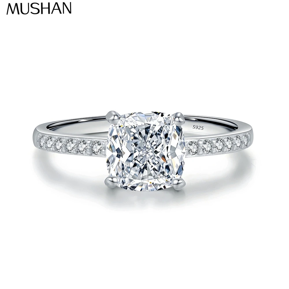 

MuShan Designer Jewelry 925 Sterling Silver Ring VVS Moissanite Present Ring for Her 18K Gold Plated MST Patent Fine Jewellery