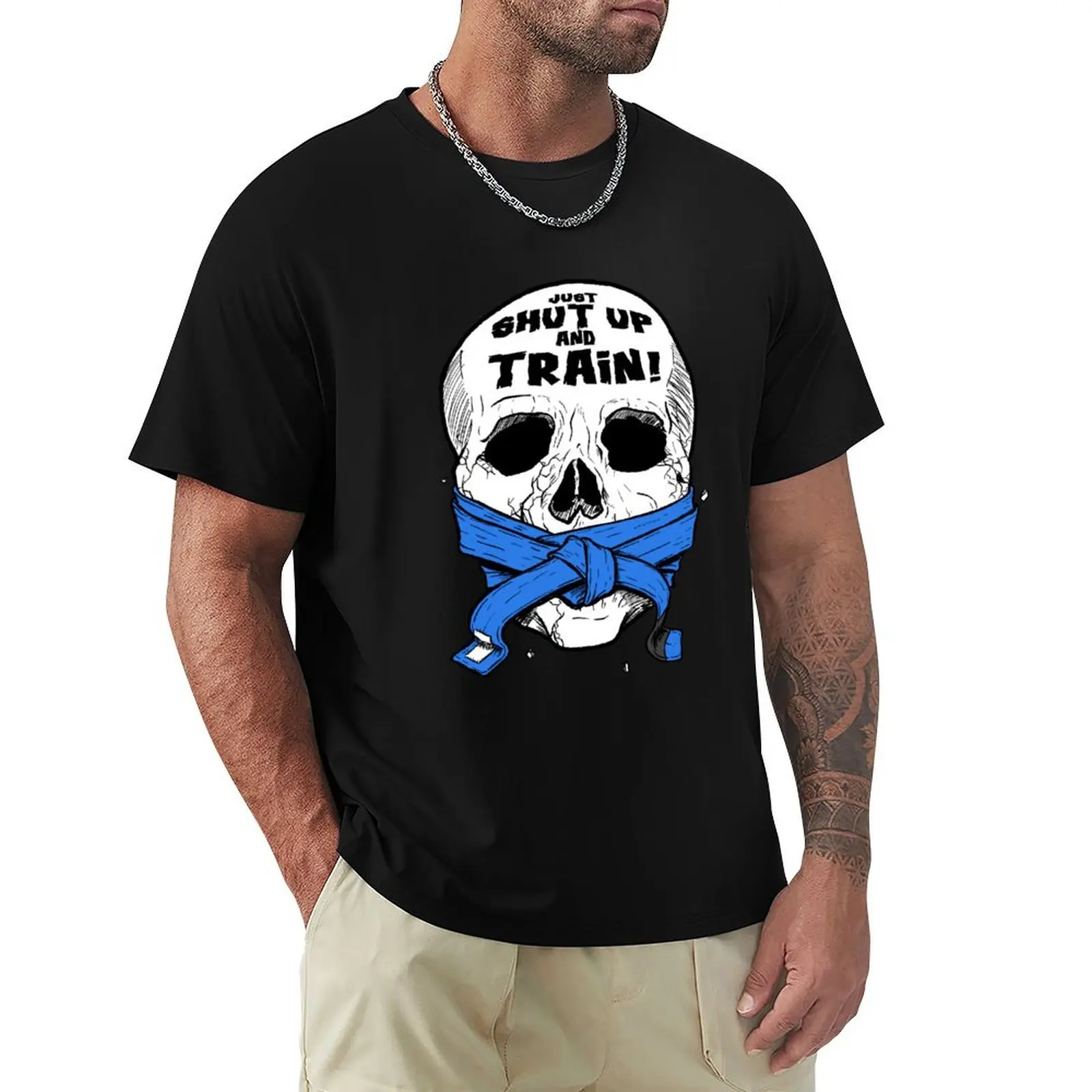 Just Shut Up and Train - Martial Arts Belt - BJJ Shirt - Ranked Blue Belt T-Shirt Outdoor Sports Short Sleeve Top