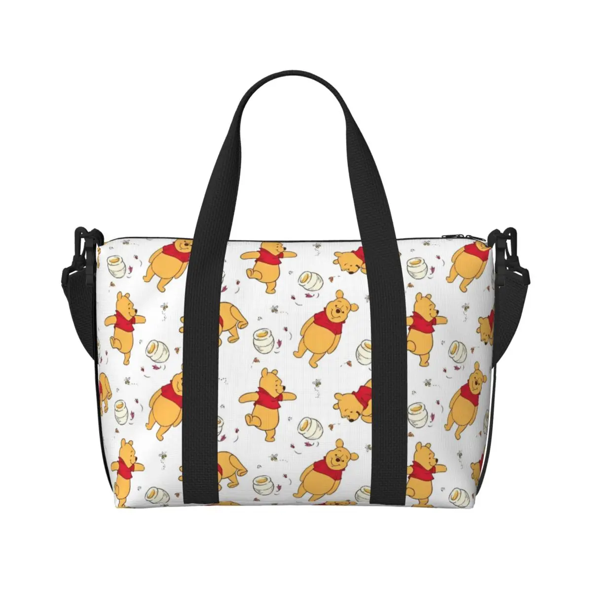 

Women Winnie The Pooh Hand Bags Sandproof Tote Bag HandBag with Zipper for Gym Grocery Travel