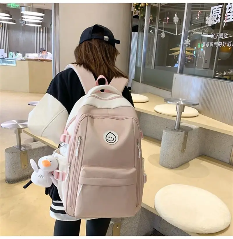 Large Female Cute College Backpack Girl Travel Book Backpack Nylon Fashion Ladies Leisure Bag Women Laptop Men School Bags