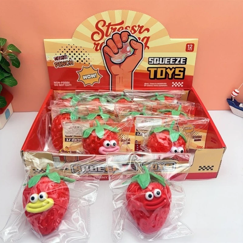 Simulation of fruit and strawberry squeezing toys soft sticky hand toys decompression vent pranks decompression squeezing toys. view 4