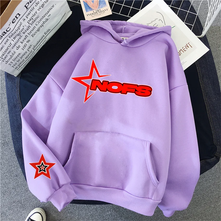 Fashion NOFS Printed Women Hoodies Hip Hop Fleece Woman Casual Male American Style Y2K Clothes Hoody Pullover Unisex Streetwear