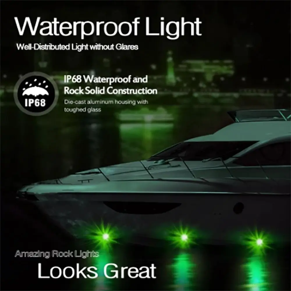 4Pcs Portable Spotlighting 12V 5W Underwater Fishing Light Marine Lighting Attracts Fish Lamp Boat Lights