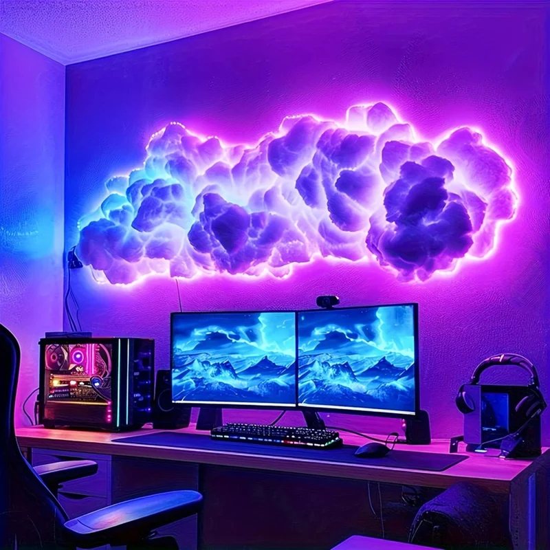 3D Cloud RGB Light Compact Thundercloud Light Rhythm-Based Music Night Lamp Suitable for Indoor Use Bedroom or Gaming-ABFB view 6