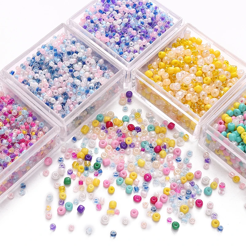 1000pcs 2mm Mixed Color Czech Glass Seed Beads Round Small Loose Beads for Handmade DIY Bracelet Earring Jewelry Making Findings