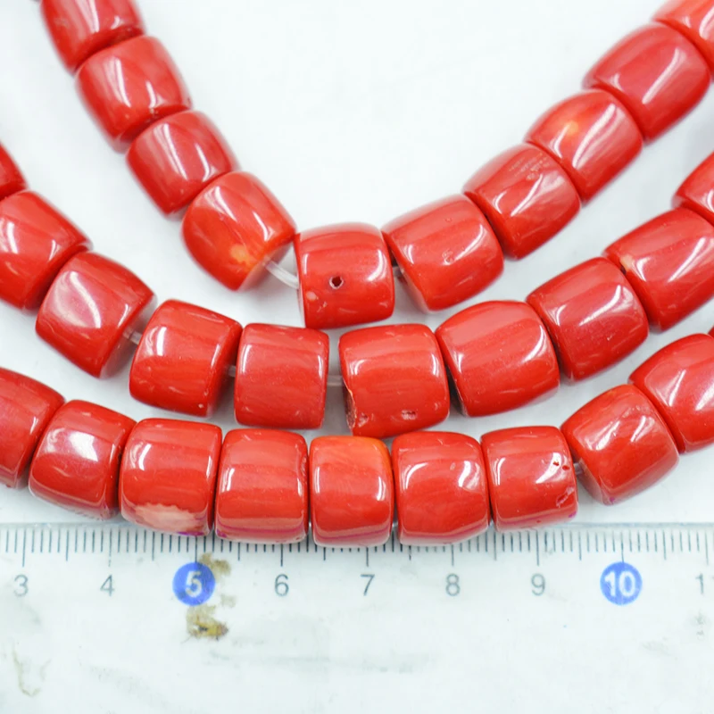 3 strands 12MM high-quality natural red coral bulging beads, loose beads  39CM