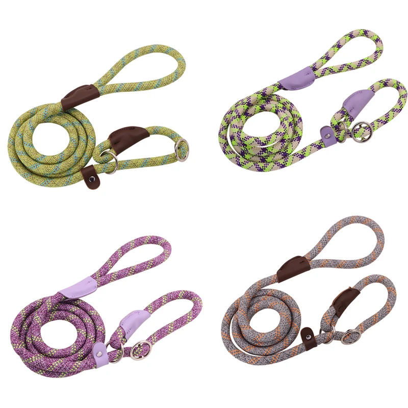 Durable Nylon Pet P Chain for Medium Large Dogs Slip Training Lead Puppy Big Dog Leash Collar Pug Traction Rope mascotas Leashes