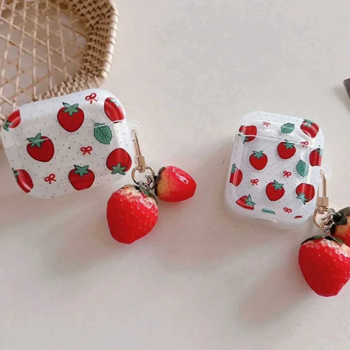 Cute fruit  strawberry Case For Airpods Pro 2 2nd Earphone Charging Box Bag Cover For Airpod 4th（2024）3 21 Soft Shell