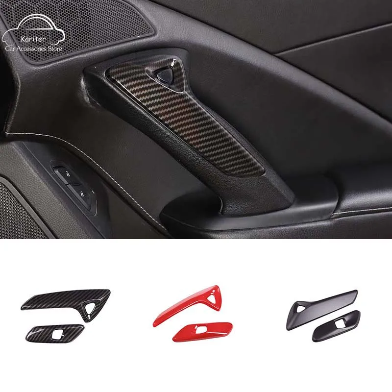 

For Chevrolet Corvette C7 2014-2019 ABS Carbon Fiber Car Door Electric Switch Button Frame Trim Stickers Interior Accessories