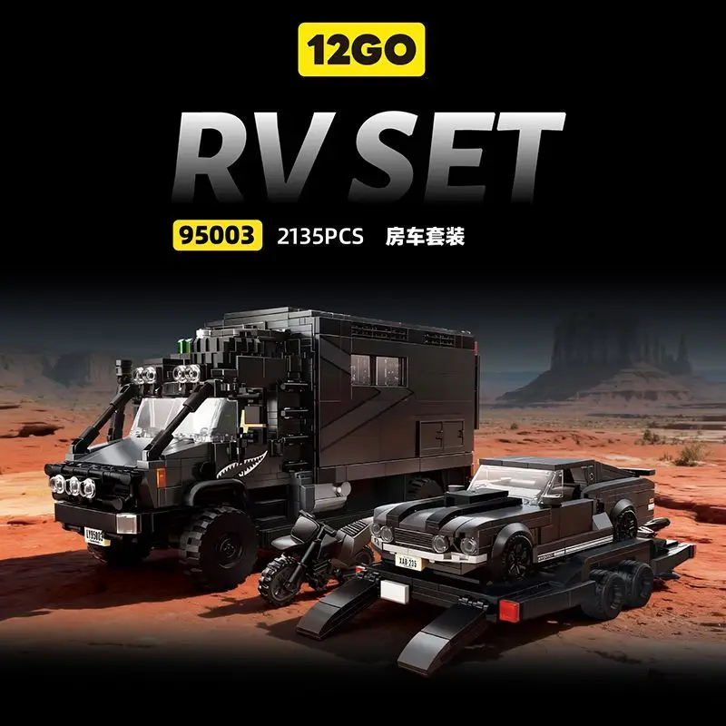 

12GO95003 Unimog RV Towing Car Puzzle Building Blocks Model Display Item Toy Gift for Boys