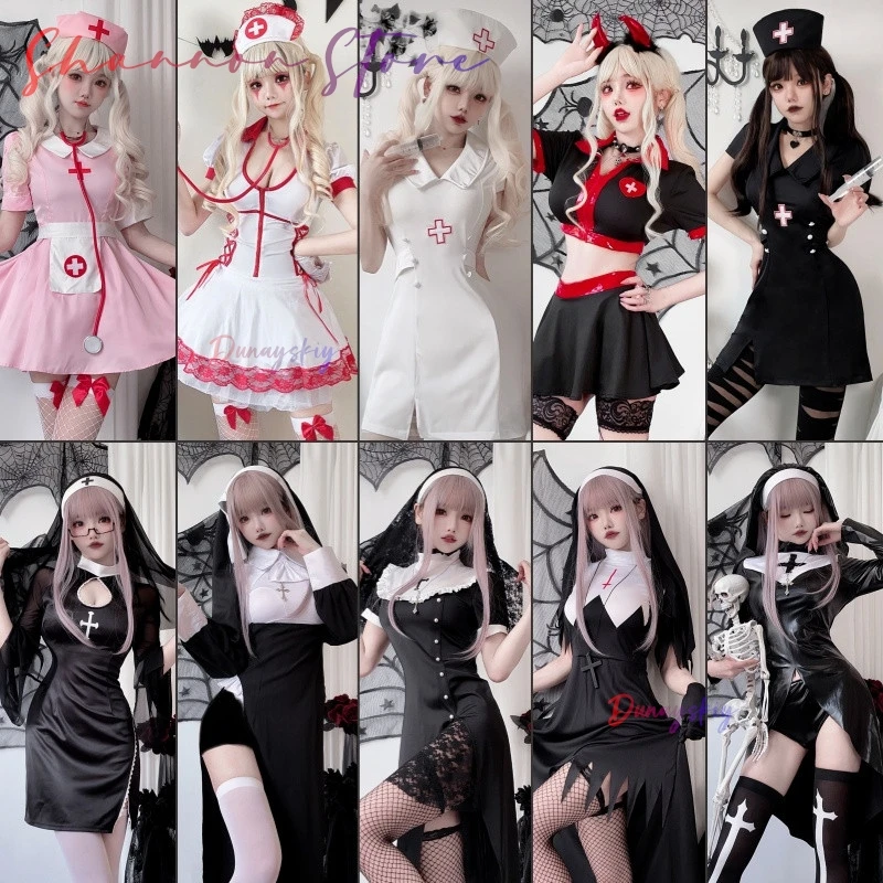 

Halloween Nun Zombie Vampire Cosplay Costume 14Style Women Festival Dress Terror Sister Party Disguise Halloween Role-play Suits