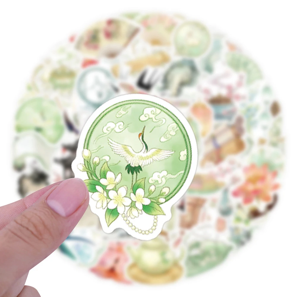 10/30/80pcs Cute Chinese Style Element Aesthetic Stickers Waterproof DIY Luggage Phone Case Laptop Artsy Decoration Decals