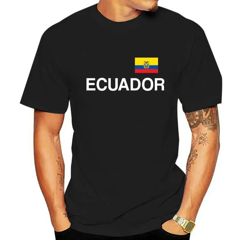 Ecuador T-Shirt - Black White with Flag S to 3XL - South America Quito Republic