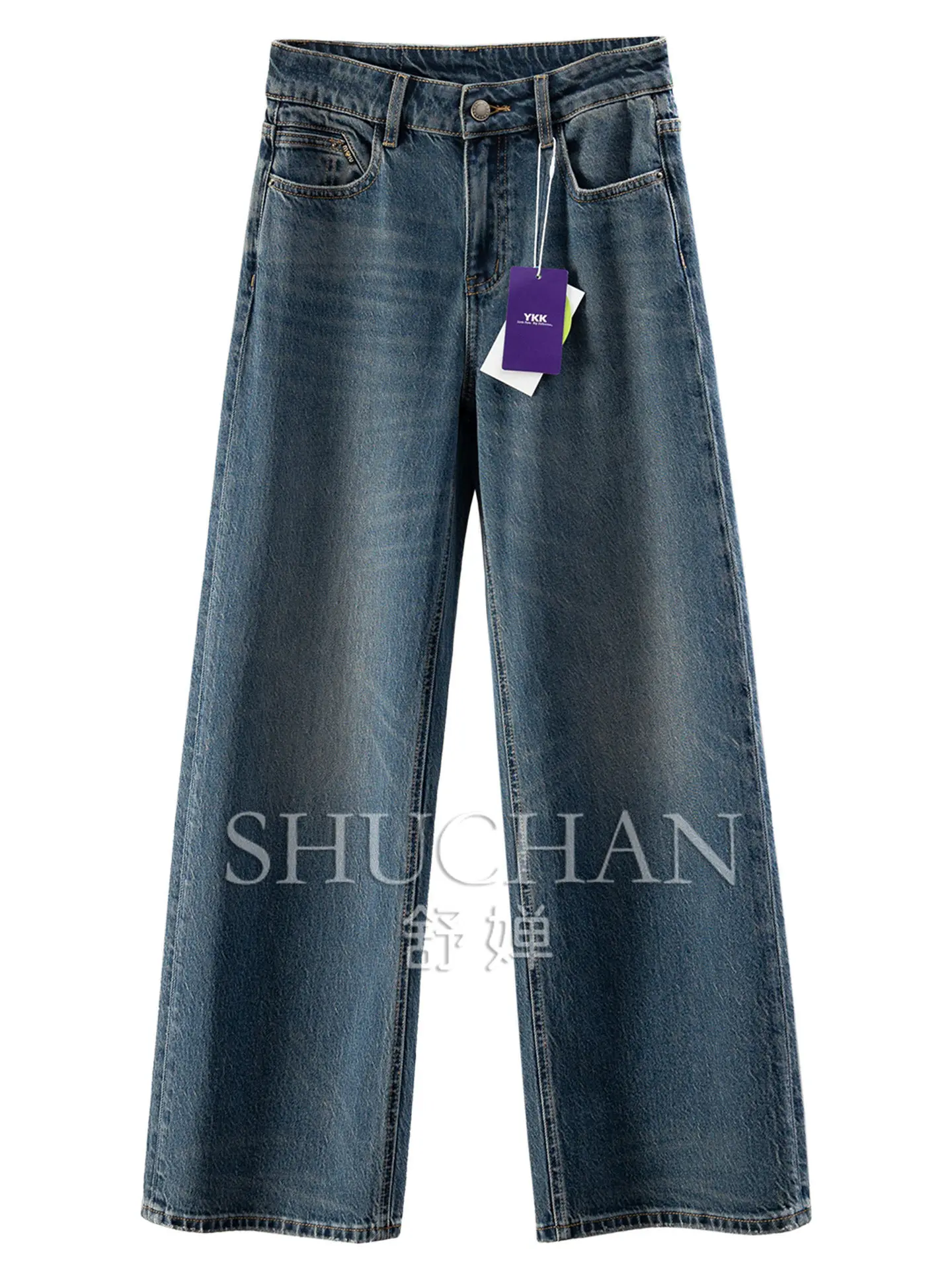 Turkish Craftsmanship Pants French Comfort with High Waist Straight Jeans Women's 91W0