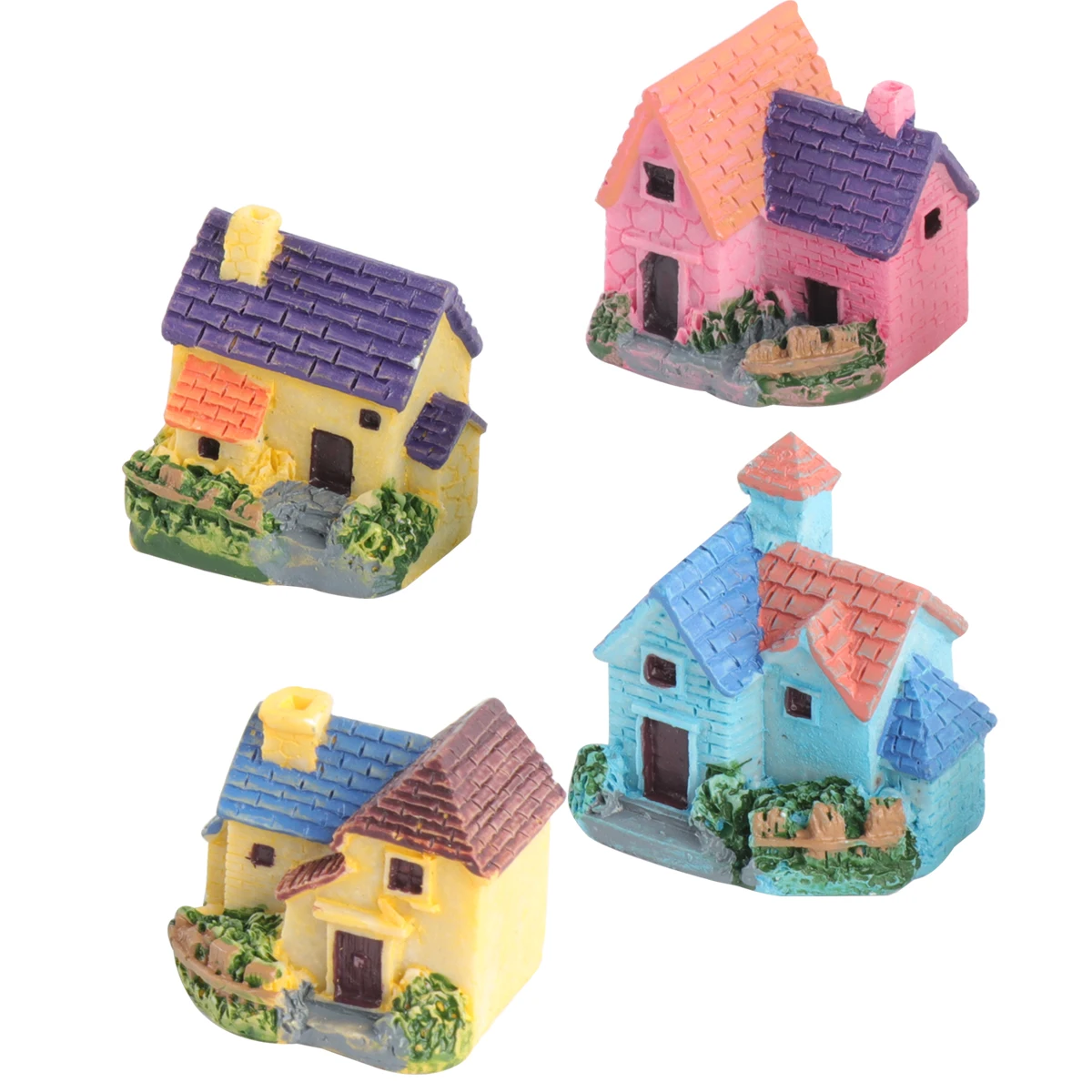 

4pcs Micro Villas Miniature Villa Resin Bonsai Houses Garden Decorative Crafts Diy Gardening Mini House Bonsai Props