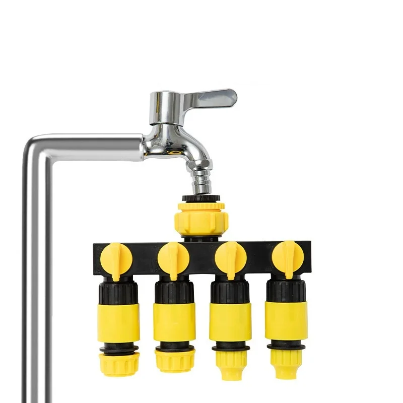 

Garden Hose Pipe Splitter 4-Way Faucet Diverter Tap Hose Connector Splitter Four Independent Switches for Home Lawn Irrigation