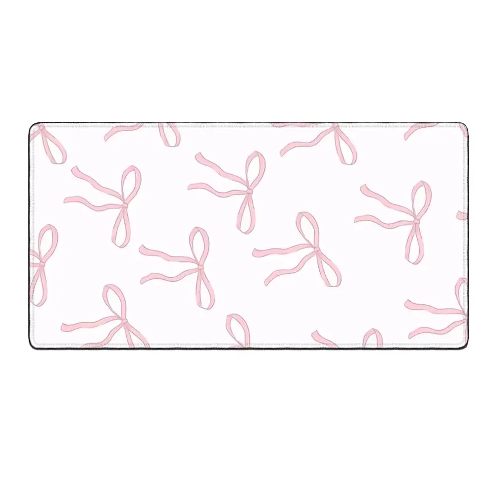 Pink Bow Sweet Girly Aesthetic Large Gaming Mouse Pad Office Desk Mat Computer Keyboard Pad Non-slip Gifts for Girls Friends