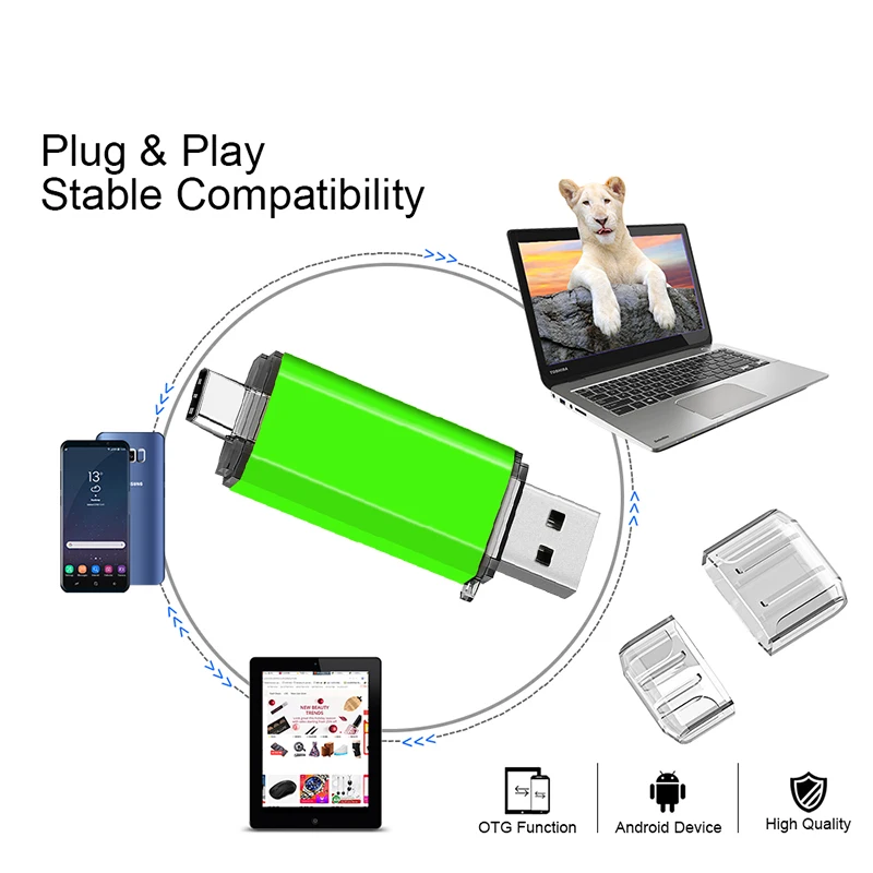 USB C Thumb Drive 64GB, USB2.0 to USB Type-c Flash Drive High-Speed Transmission Memory Stick for Mac pro,Samsung Galaxy,iPad PC