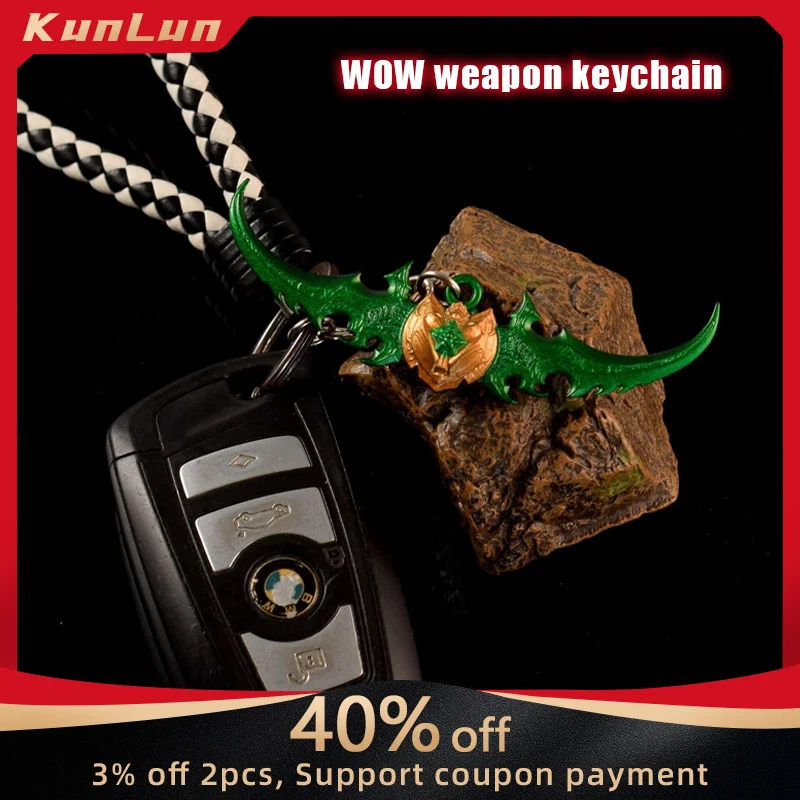 9cm World of Warcraft Warglaive of Azzinoth Miniature Keychain Replica Game Prop Car Key Decoration Metal Material Gift Toys Boy