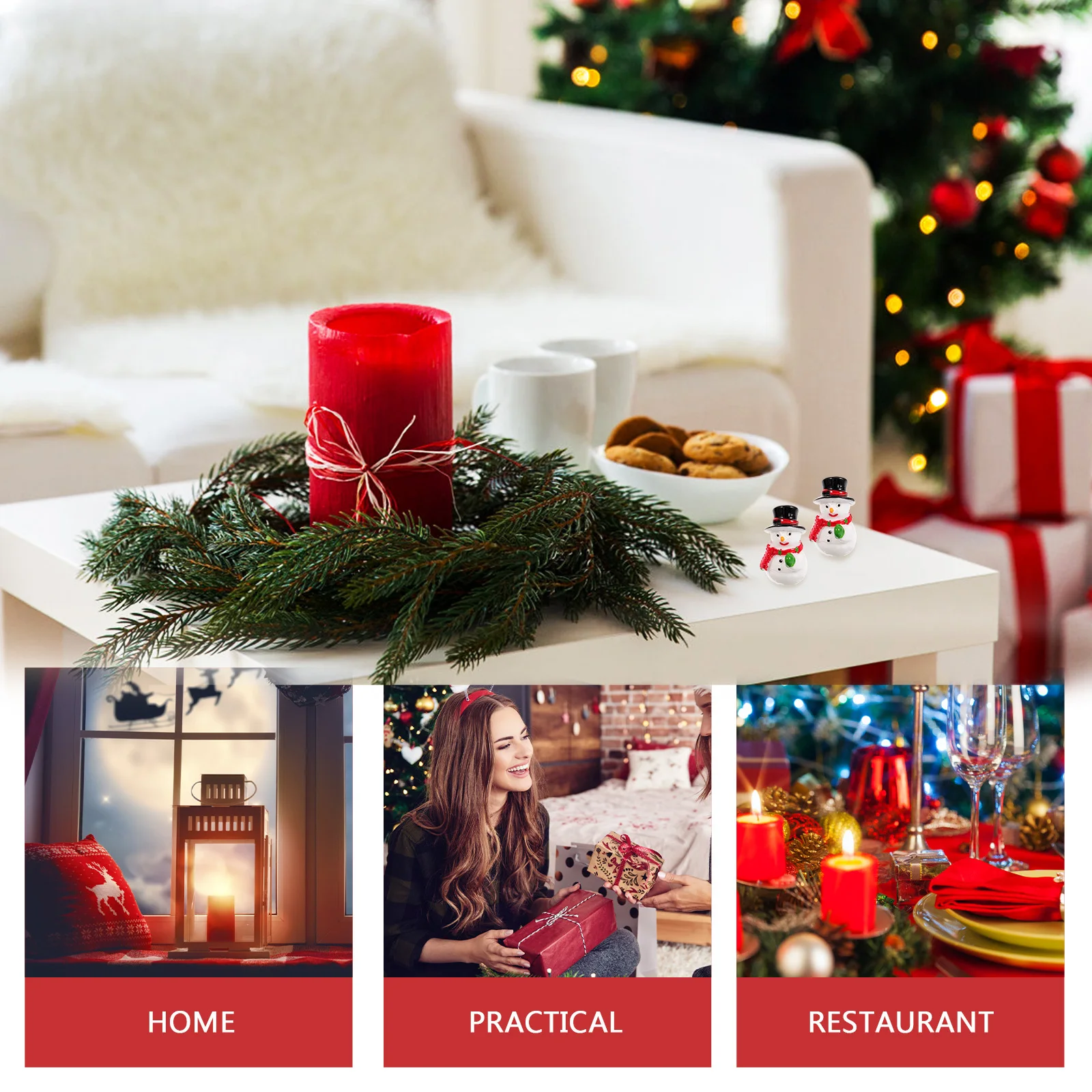 20Pcs Snowman Ornaments Mini Resin Crafts Christmas Decorations Micro Landscape Christmas Party Photo Props Mini Snowman