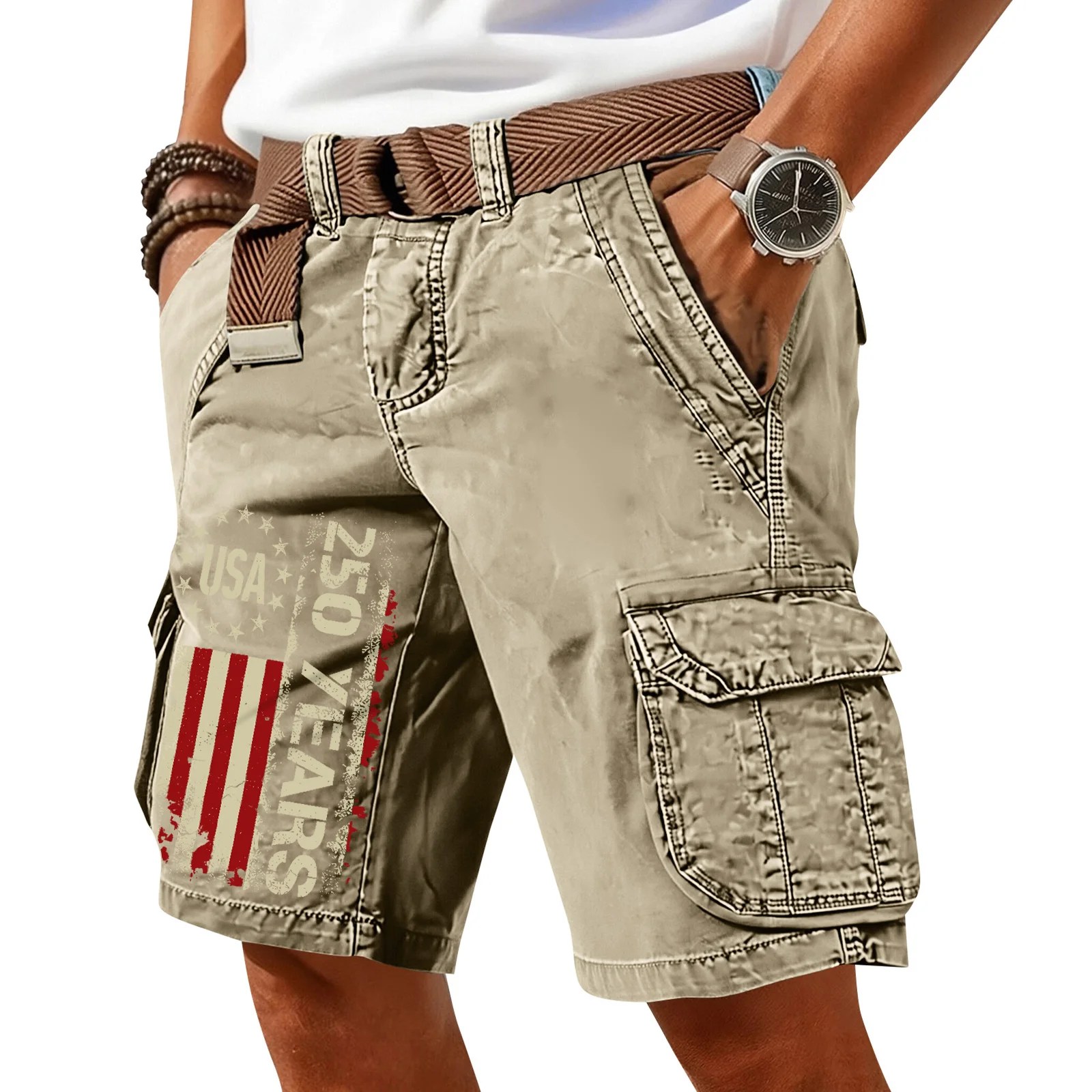 

Летние брюки-карго к 250-летию, спортивные штаны с множеством карманов, брюки для празднования 250-летия