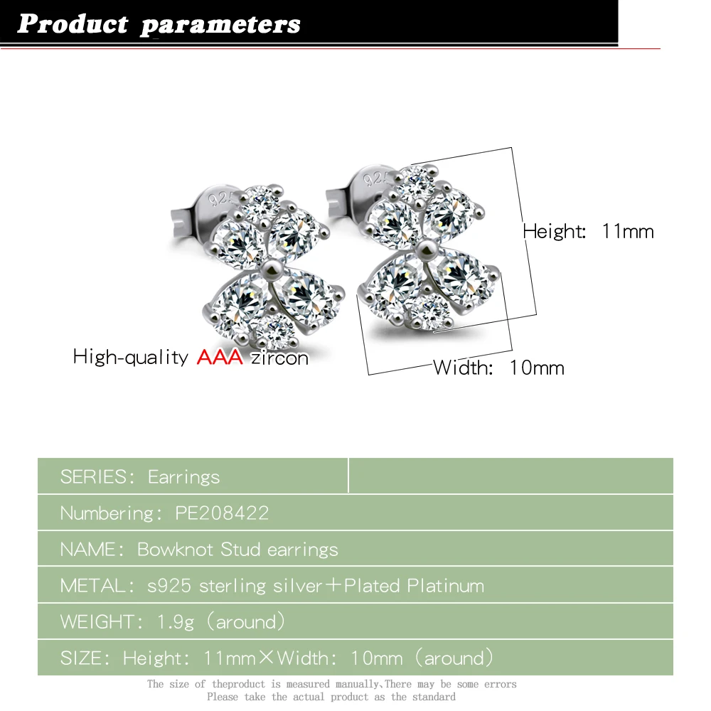 Korean Fashion S925 Sterling Silver Needle Bow CZ Zircon Inlaid Perforated Earstuds With Spiral Women's And Girls' Crystal Jewel