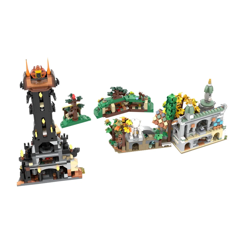 MOC-colección de arquitectura de escena de los anillos, modelo de bloques de construcción, Barads, Castillo negro, Durs, juguete ensamblado, regalo para niños