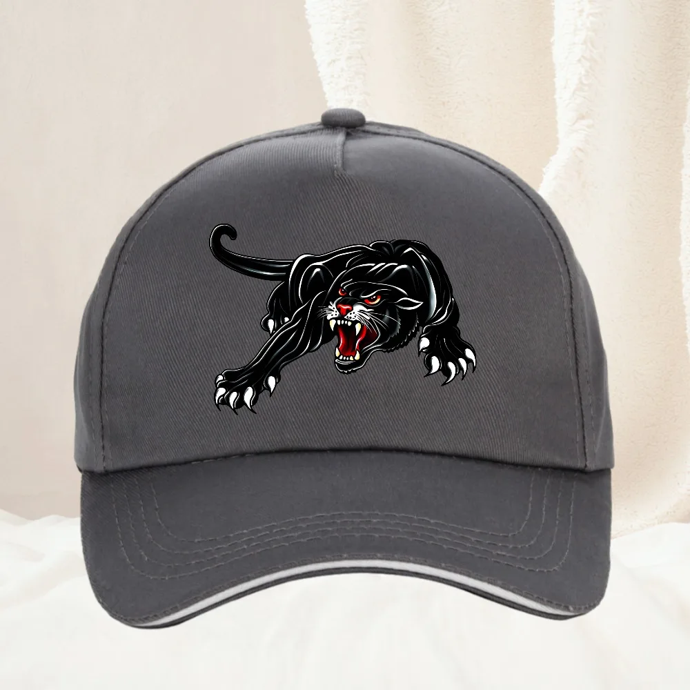 

Angry Fighting Black Panther Cartoon baseball cap Leisure Trucker Caps Unisex Adjustable outdoor Fishing Sun hat