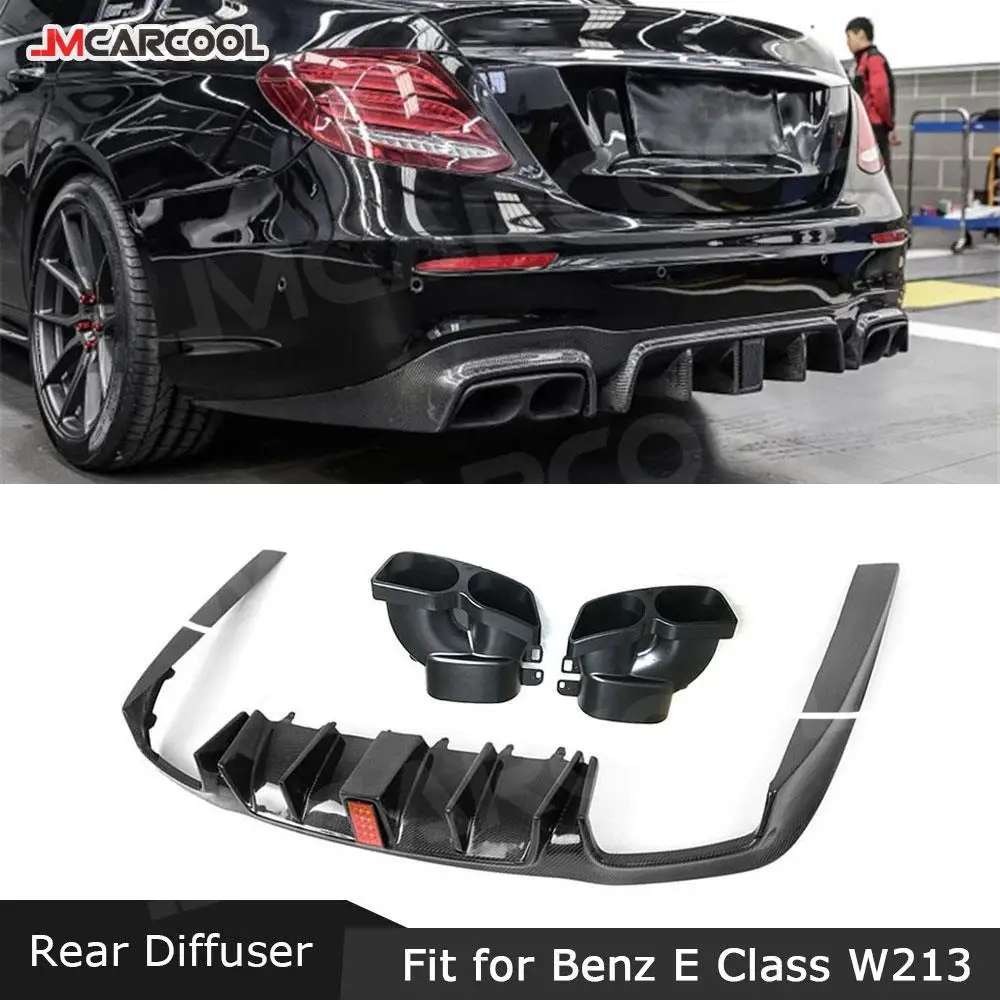 

Carbon Fiber Rear Bumper Lip Diffuser with Light Accessorise for Benz W213 E Class E200 E260 E300 E63 AMG 2017 2018 2019 B Style