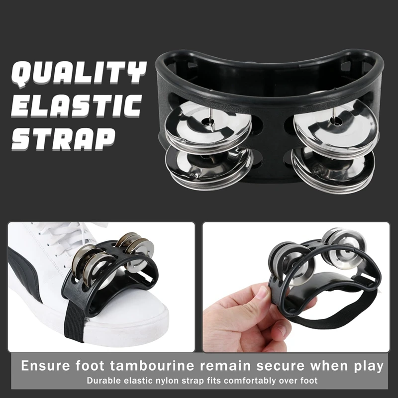 2PCS Foot Tambourine Percussion, Musical Instrument Percussion Pedal With Steel Jingle Bells