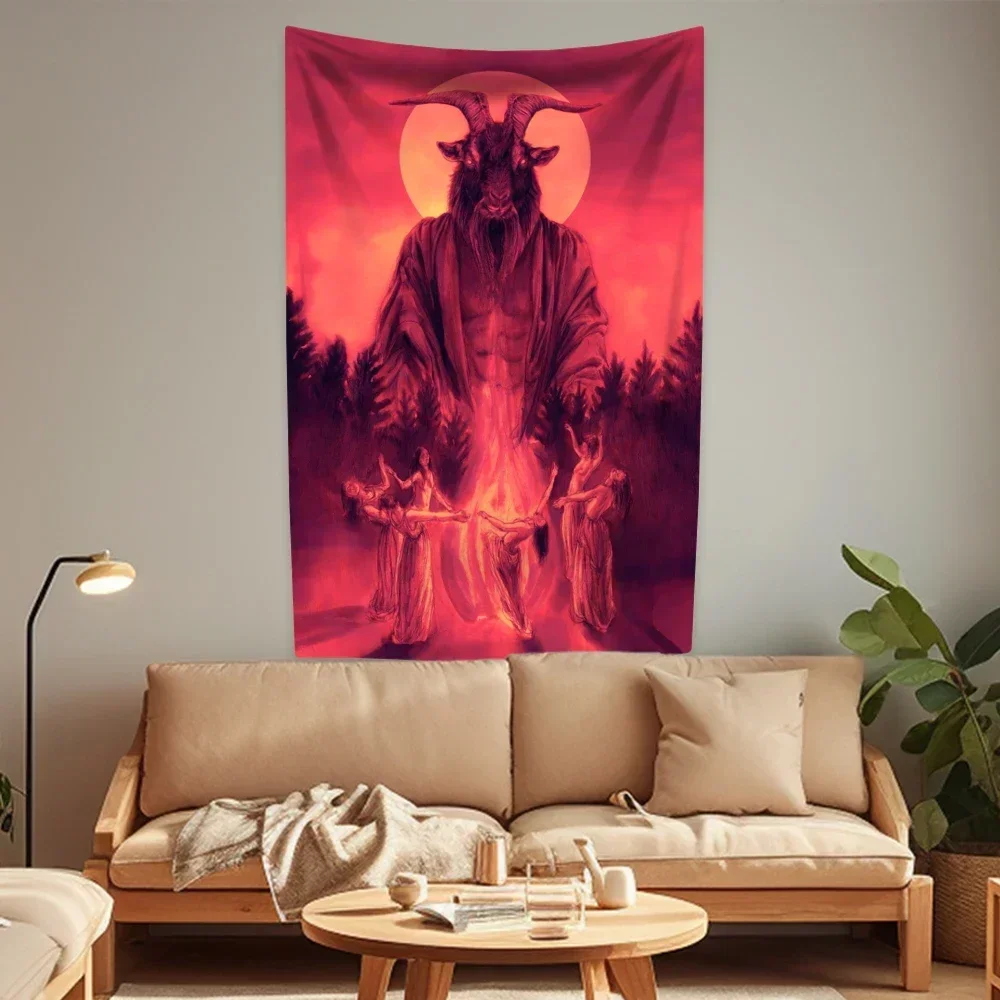 

Baphomet Satan Demon Evil Tapestries Boho Home Decoration Wall Hanging Bedroom Or Dormitory Background Cloth Birthday Gift