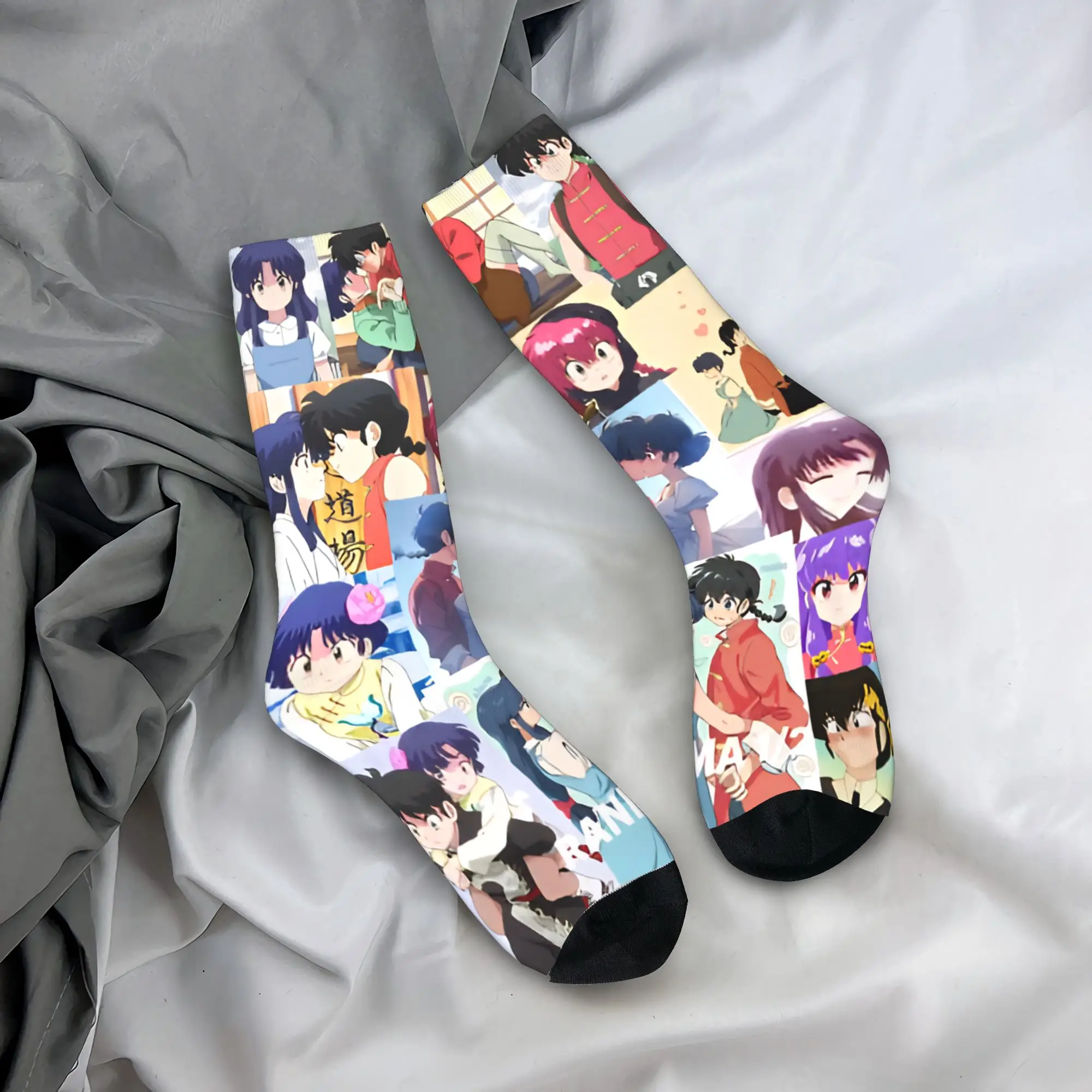 

Носки Ranma, современные чулки японского аниме, осенние антибактериальные мужские носки, дизайнерские велосипедные носки высокого качества
