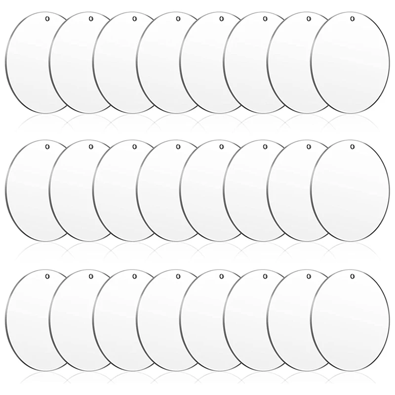 24 Pieces 3 Inch Acrylic Keychain Blanks Circles Clear Disc Ornaments Blanks With Hole Circle Discs For DIY Keychain