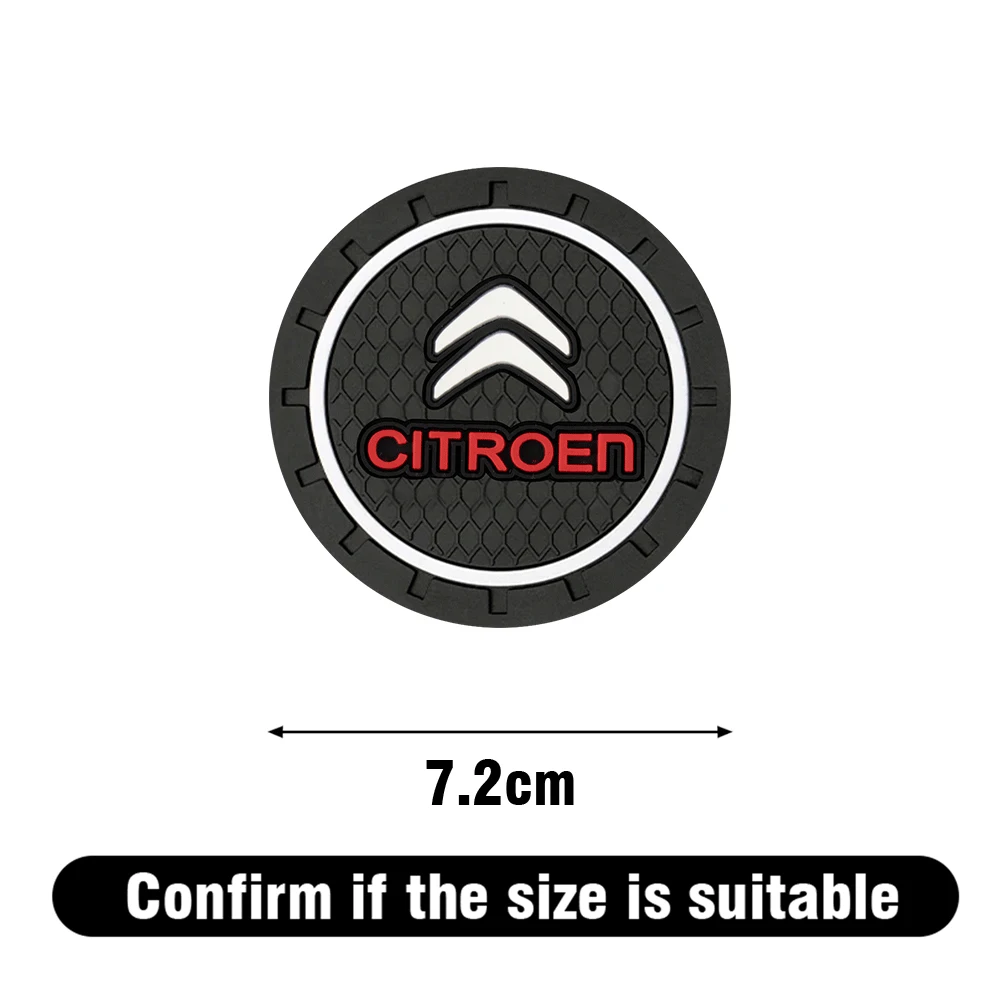 2Pcs Car Coaster Water Cup Holder Anti-Slip Silicone Mat For Citroen C1 C2 C3 C4L VTS C-ELYSEE C3-XR Celysee DS Car Accessories