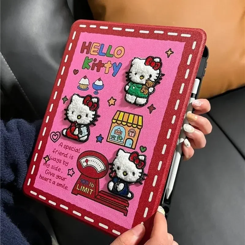 

Sanrio Hello Kitty сумка для хранения планшета Ipad сумка с рисунком 10-15 дюймов защита от падения универсальная милая кожаная водонепроницаемая новинка 2024