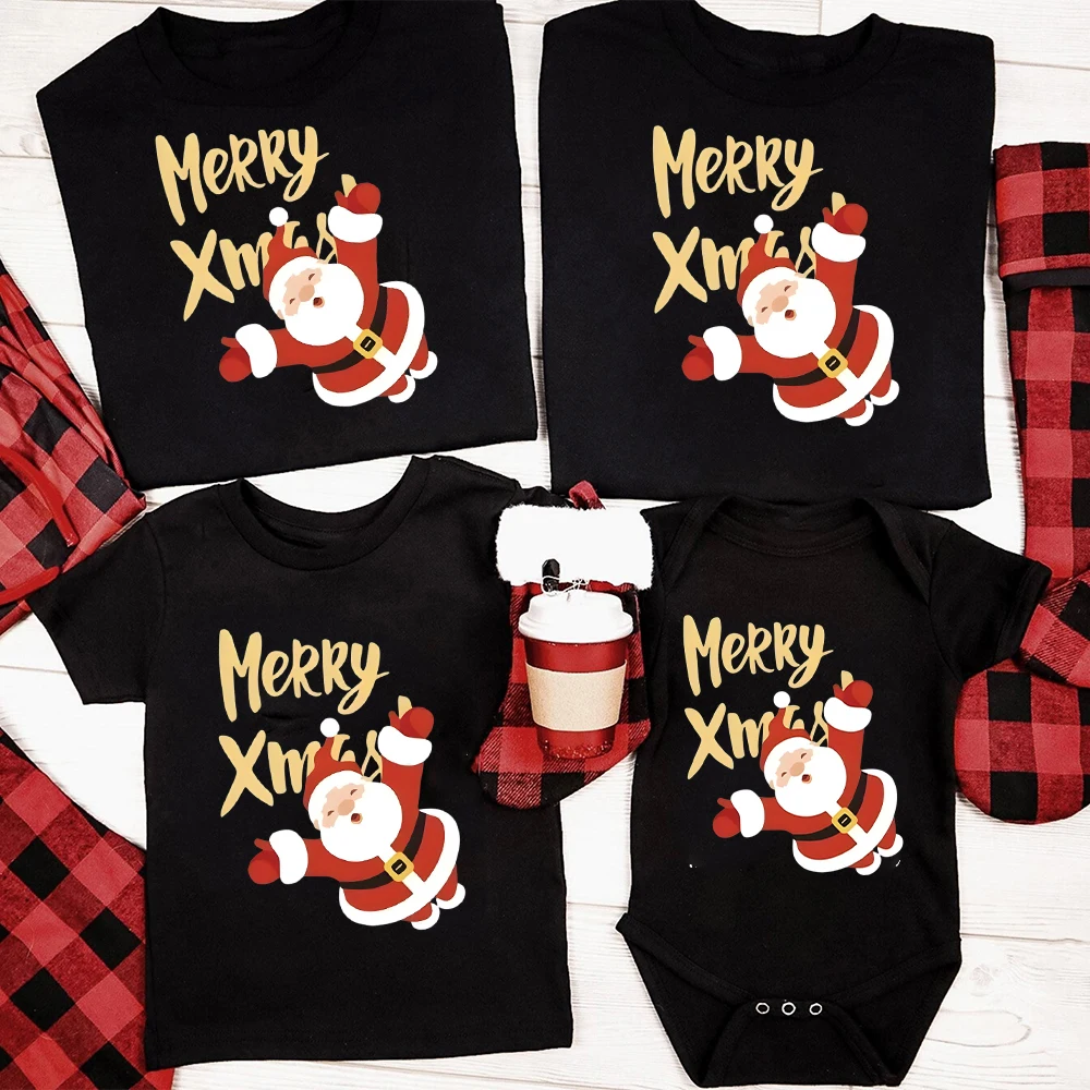 Merry Xmas Matching Family Christmas Shirts Family Christmas Shirts Xmas Tees Father Mother Kids T-shirt Baby Romper