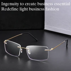 New 2022 Rimless Glasses Frame with Recipe Customized Lenses Shapes Flexible Temple Legs Prescription Eyeglasses for Men Women
