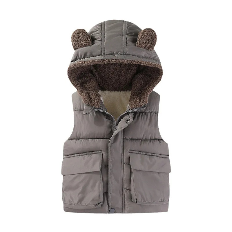 

Осенне-зимний детский жилет для мальчиков с капюшоном, утепленная теплая куртка без рукавов для девочек от 2 до 5 6 лет, детский подростковый жилет
