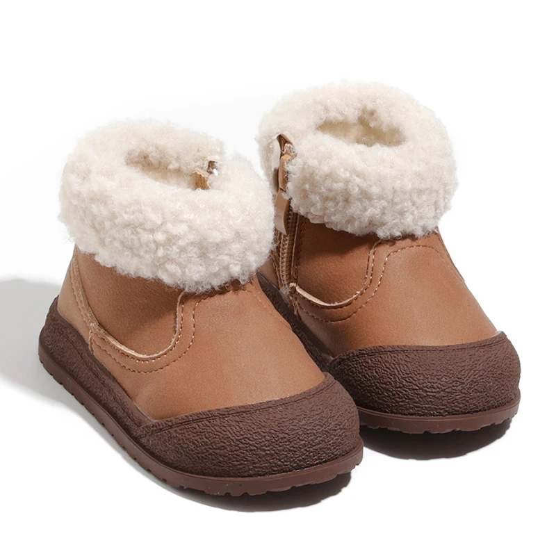 

2025 New Winter Girls' Snow Boots Fleece Lined Thick Warm Baby Short Boots Anti-slip Soft Sole Children's Cotton Footwear