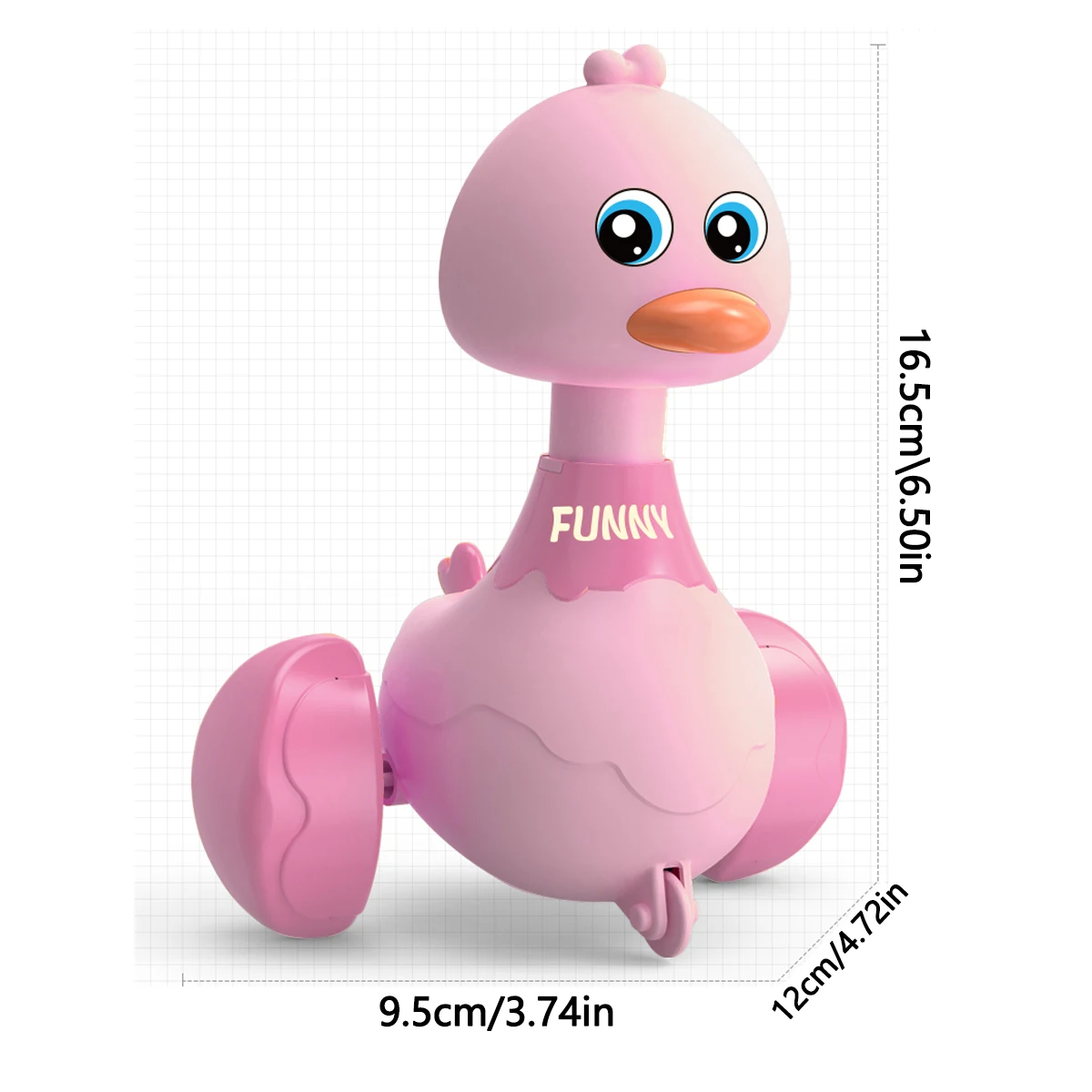 Pressing and rebounding toy, rocking duck baby puzzle toy, learning crawling sensory toy (Pink Duck)