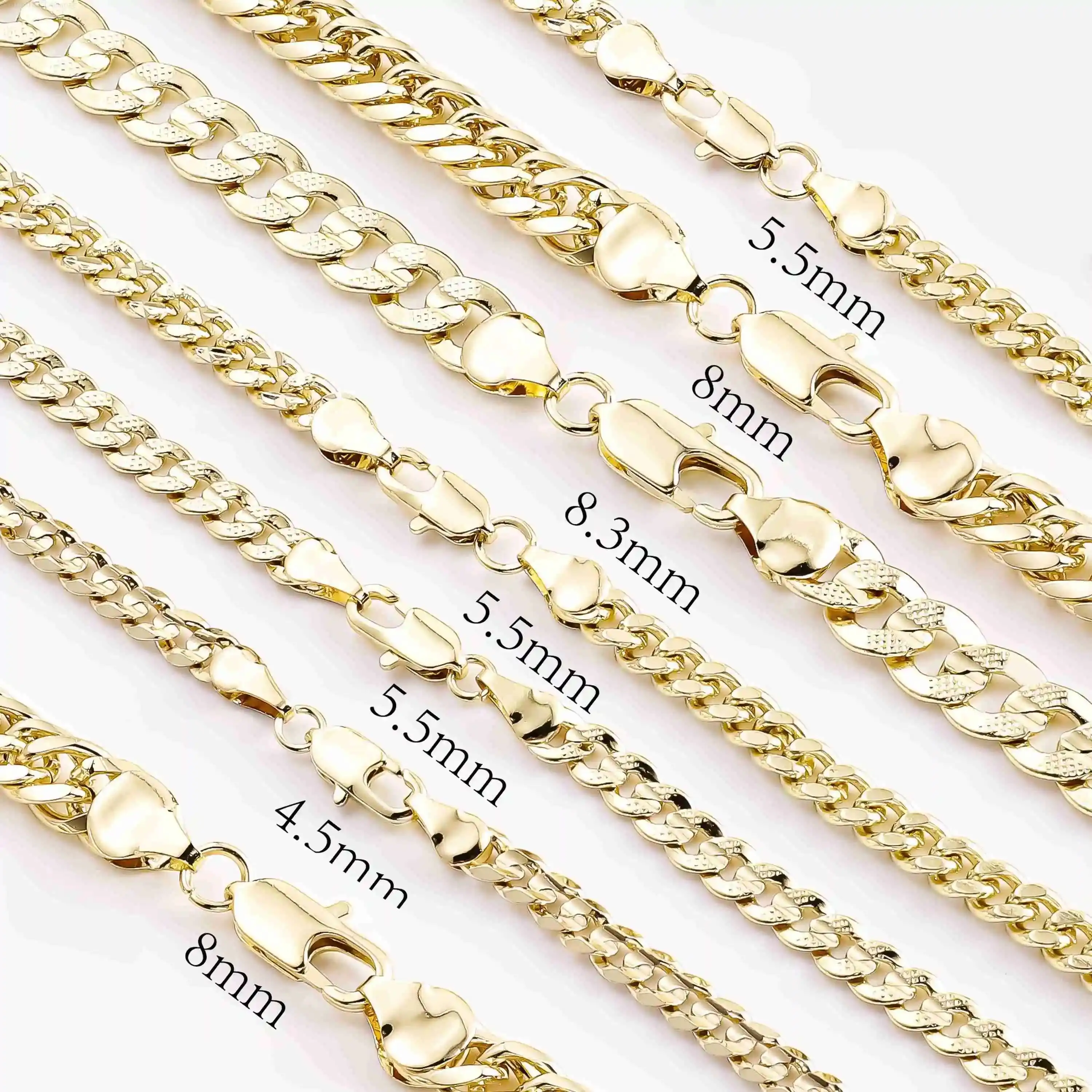 

Fashion Jewelry 14K Read Gold Filled Plated Hip Hop Necklace Cadenas Cubana De Oro Franco Miami Diamond Cut Cuban Link Men Chain