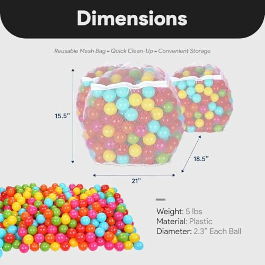 Juego de Pelotas de Juego con Bolsa de Malla en Colores Arcoíris o Pastel, Plástico Resistente a los Golpes para Piscinas de Pelotas, Casas de Juego y Brincolines