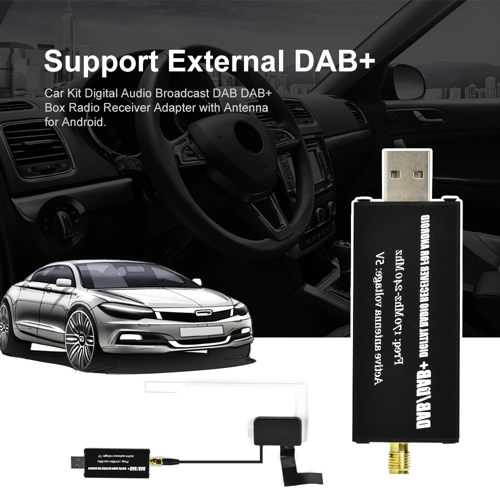 Podofo DAB + هوائي للسيارة أندرويد راديو استقبال موالف واجهة USB سيارة لتحديد المواقع استقبال DAB + جهاز استقبال الإشارات ل العالمي