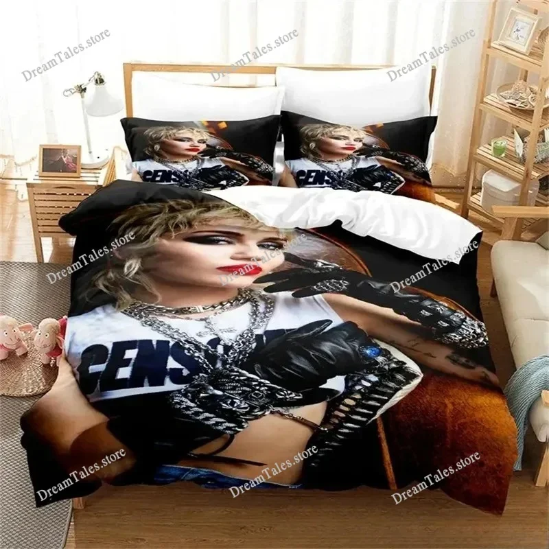 

Singer Miley Cyrus Bedding Set 3D Print Duvet Cover Set Pillowcase Comforter King Queen Size Quilt Cover for Boys Adult