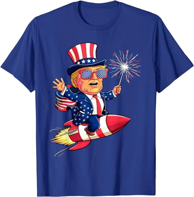 Donald TRUMP 2024 Happy 4th of July Trump American Flag T-Shirt Humor Funny Pro Trump Fans Clothes 2024 Election Campaign Tees