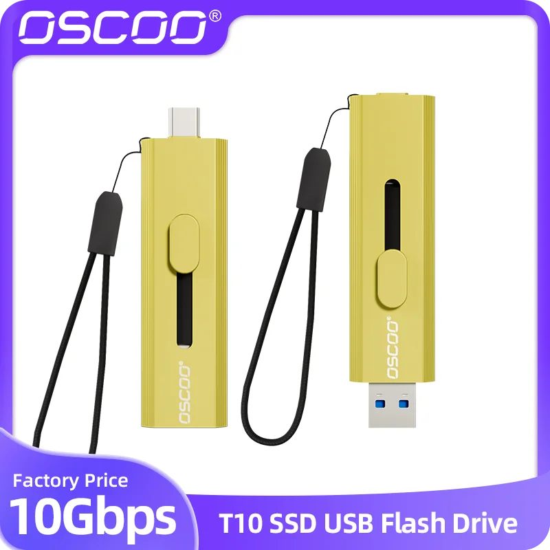 OSCOO SSD USB Flash Drive 512GB 1TB 2TB 3D TLC Nand Flash 10Gbps Type-C USB3.2 Gen2/USB-A Wireless Portable SSD USB Flash Drive