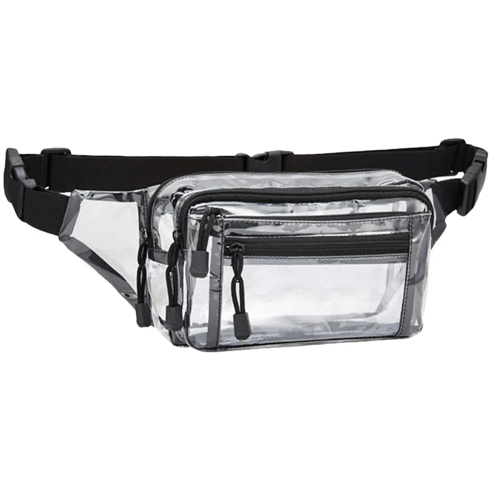 

Outdoor Sports Waist Bag Black Transparent PVC Adjustable Shoulder Belt Pack Gym Jogging Biking Diving Portable Clear Storage