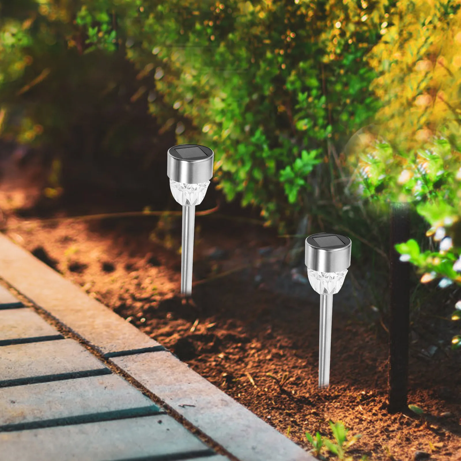 

2 Pcs Solar Lawn Light Clear Pineapple Plastic Stainless Steel Outdoor LED Yard Garden Decorative Lamp Waterproof Gentle Bright