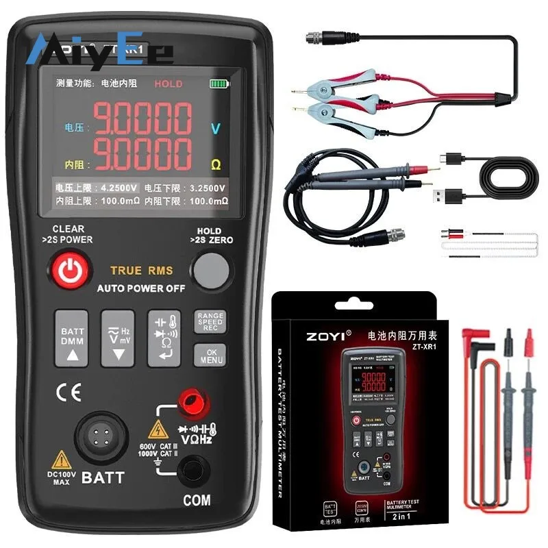 ZOYI ZT-XR1 2-in-1 Lithium Battery Internal Resistance Tester, 25000 Counts True RMS High Precision Digital Multimeter